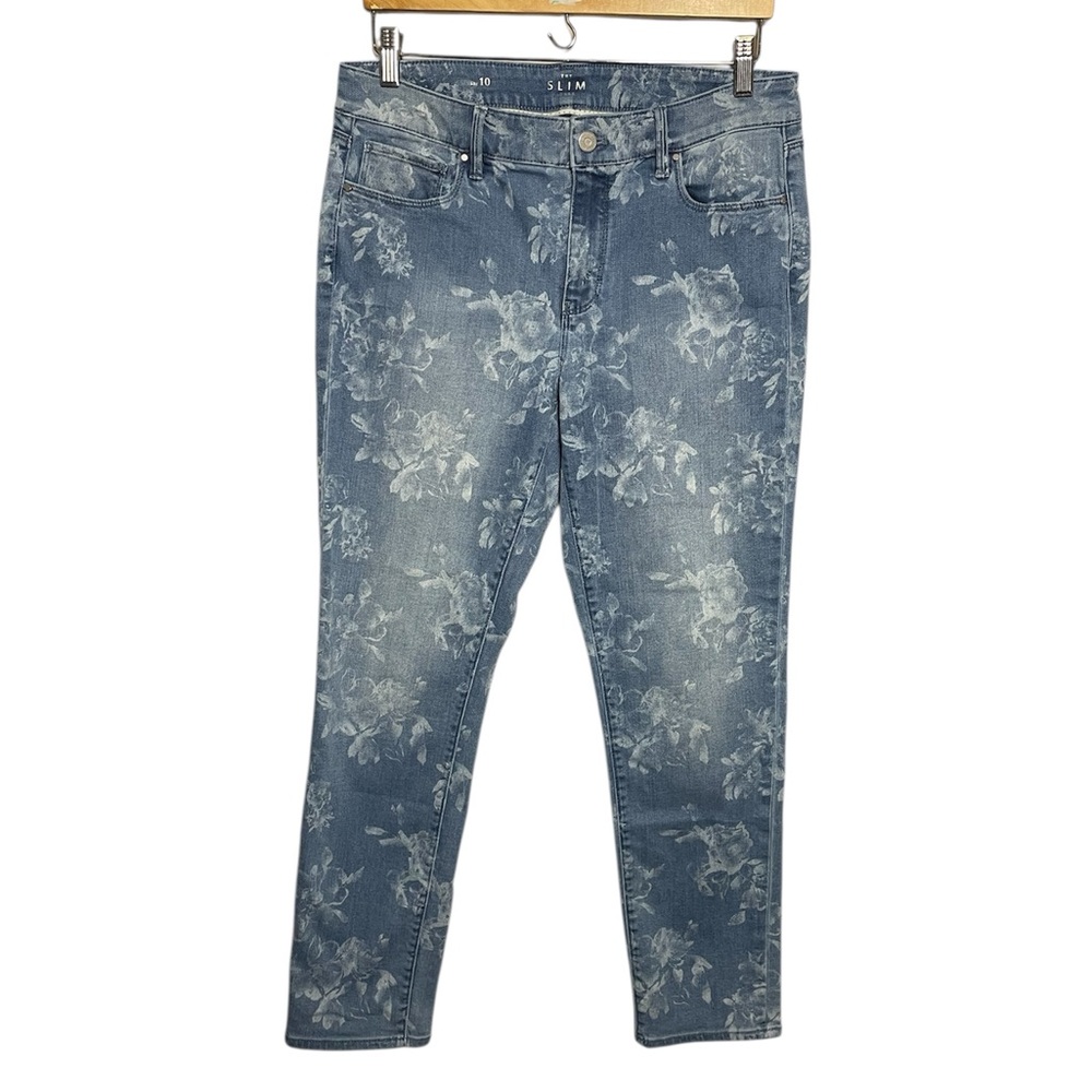 White House Black Market Floral Print Jeans The Slim Ankle